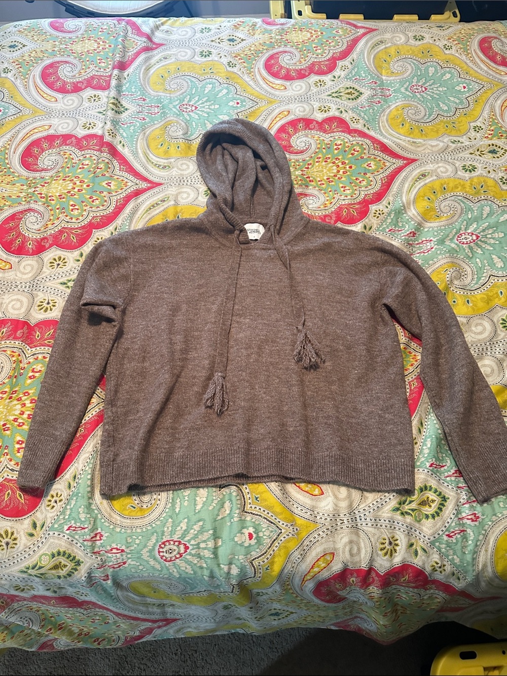 Stitches Brown Crewneck Hooded Knit Sweater